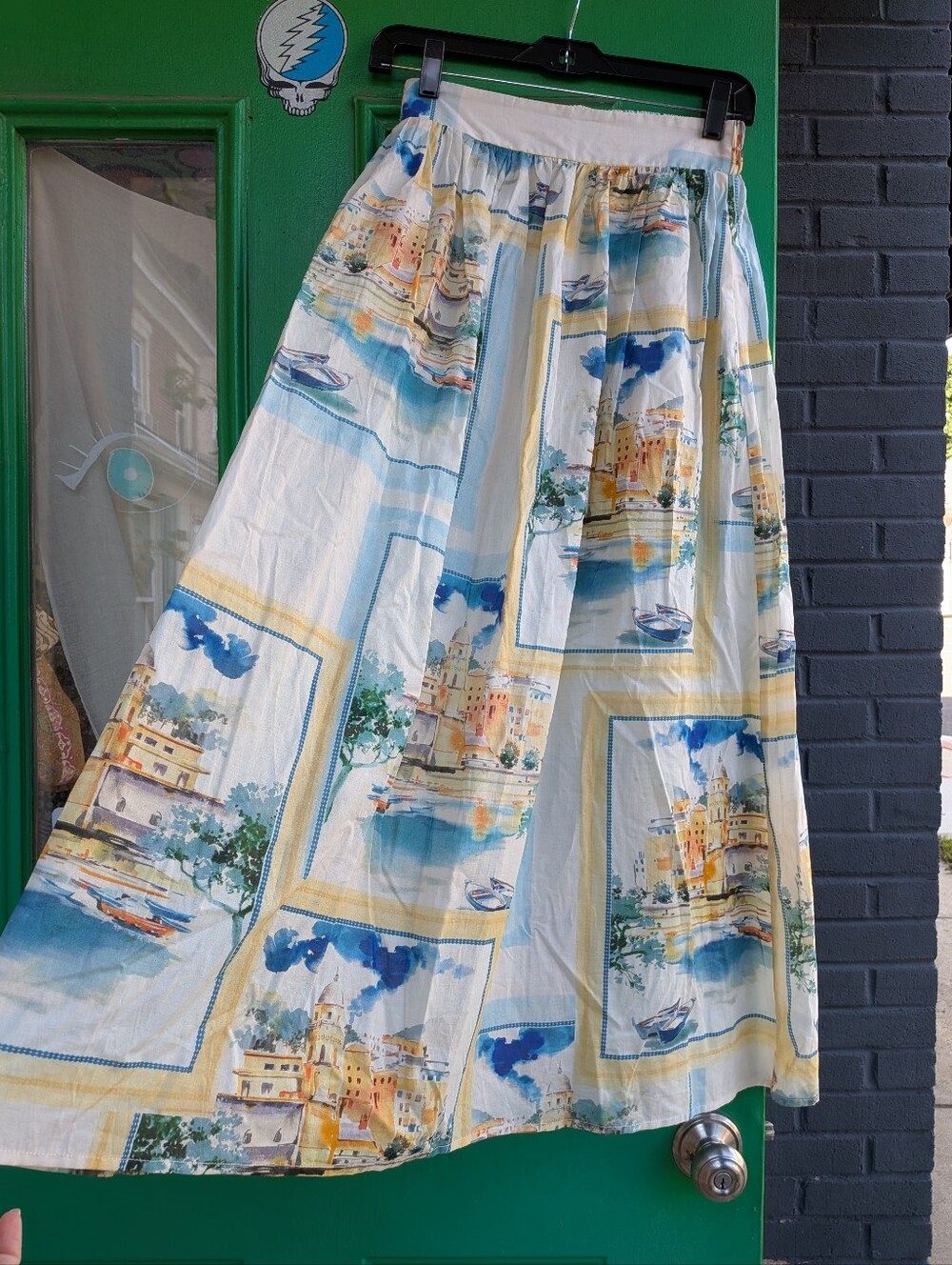 Elie Tahari Cotton Voile Maxi Skirt, St Tropez Mediterranean Print Skirt